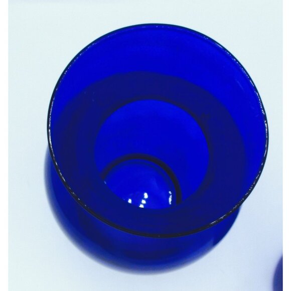 Set Of 2 Cobalt Blue Glass Vases 9" & 6.5" Heavy Decorative Floral Centerpieces - Picture 9 of 9